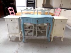 A French style serpentine fronted dressing table on cabriole legs (painted),