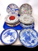 A tray of 18th century and later Chinese blue and white export plates (Af)