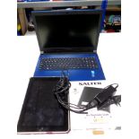 A Lenovo laptop with charger together with an Apple ipad 32GB and a set of Salter digital scales in