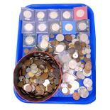 A tray of commemorative crowns, British pre decimal coins,