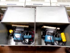 Two Makita 110 v sanders in metal storage boxes CONDITION REPORT: Lot 622 - 653 are