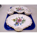 A tray of two Royal Worcester Heritage collection scalloped porcelain dishes together with a pair
