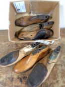 A quantity of vintage wooden shoe lasts