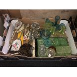 A box of petit point dressing table items,