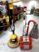 A Hiretch floor sander together with a floor maintenance machine CONDITION REPORT: