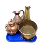 A tray of two copper jugs,