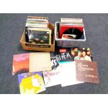 Two boxes of vinyl records including Jimi Hendrix, Lindisfarne,