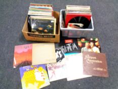 Two boxes of vinyl records including Jimi Hendrix, Lindisfarne,
