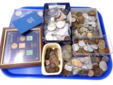 A tray of commemorative crowns, copper coin and stamp collection 1952,