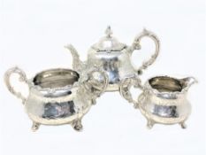 A Victorian silver three piece tea service, William Smily, London 1847,