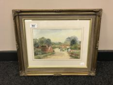 Albert Howe : A horse and cart in a rural setting, signed, watercolour, 18 cm x 27 cm,
