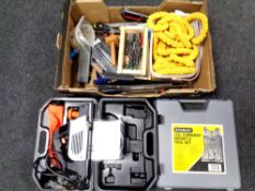 A box of hand tools, drill bits etc,