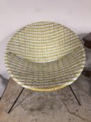 A mid century rattan occasional chair together with an Italian style pedestal coffee table