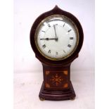 A balloon shaped mantel clock in inlaid case with movement signed Richard and co.