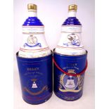 Two Bells Old Scotch Whisky decanters commemorating the birth of Princess Beatrice and Eugenie,