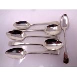 Six various silver teaspoons