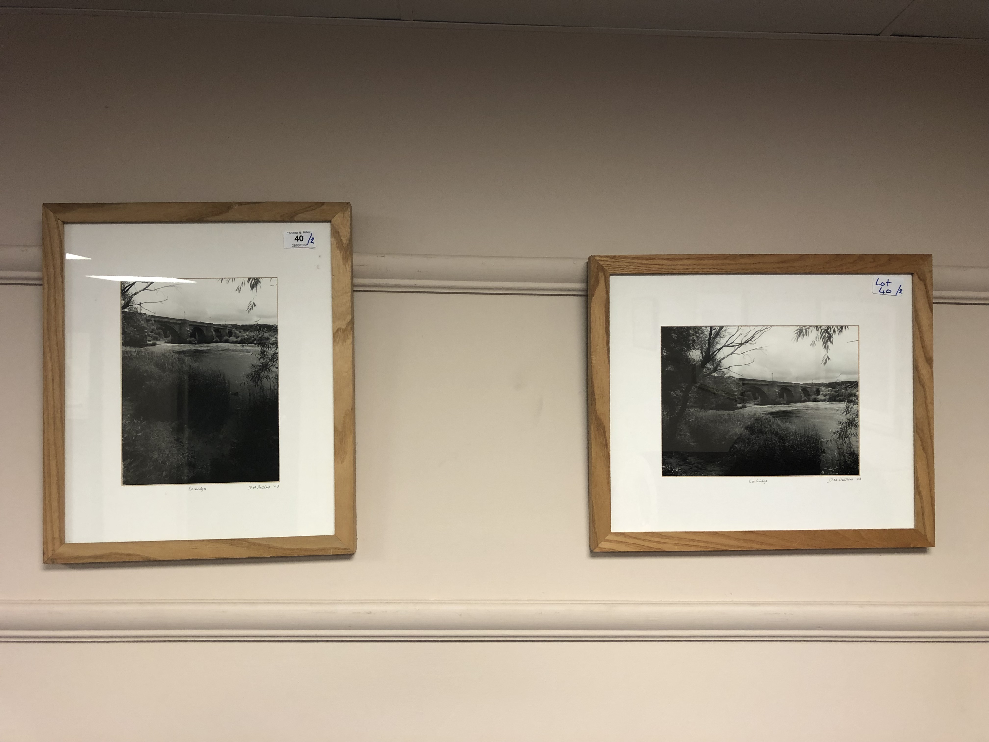 David Belilios : The Bridge at Corbridge on the River Tyne, black & white photograph,