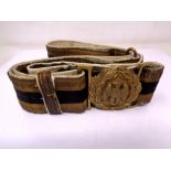 A 19th century naval belt together with a Danish silver plated leaf dish