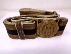 A 19th century naval belt together with a Danish silver plated leaf dish