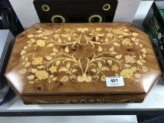 An Italian marquetry style musical jewellery box
