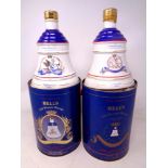 Two Bells Old Scotch Whisky decanters commemorating the birth of Princess Beatrice and Eugenie,