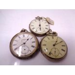 A silver open faced pocket watch signed E Wakefield, Gateshead,