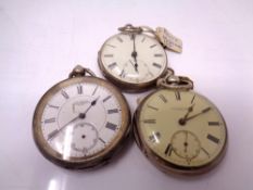 A silver open faced pocket watch signed E Wakefield, Gateshead,