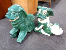 Two Chinese style pottery foo dogs