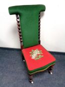 A 19th century barley twist prayer chair