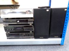 A Sanyo System 20 turntable together with three Technics hifi separates and pair of Technics