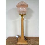 An Art Deco style table lamp with mottled glass shade