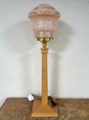 An Art Deco style table lamp with mottled glass shade