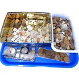 A tray of Victorian and later British and World coins,