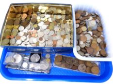 A tray of Victorian and later British and World coins,