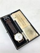 A Gent's 9ct Gold Certina Wristwatch, silvered dial with gilt Arabic numerals, subsidiary seconds,
