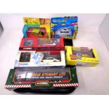 A tray of boxed die cast vehicles including Corgi Eddie Stobart Scania trailer,