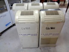 Five Honeywell Coolmaster air conditioning units together with two boxes containing hoses
