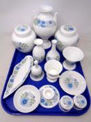 A tray of Wedgwood Clementine pattern porcelain including ginger jars, twin handled vase,