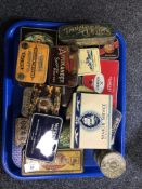 A collection of antique and later tobacco and advertising tins (Q)