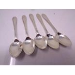 A set of five silver teaspoons