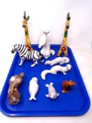 A tray of USSR and other animal ornaments