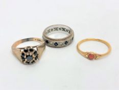 Three 9ct gold dress rings. CONDITION REPORT: 7.