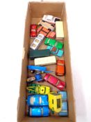 A quantity of die cast play worn cars including Matchbox etc