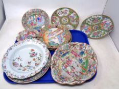 A tray of 18th century and later Canton Famille rose plates