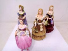 Four Coalport china figures - Rosalinda (one brown and one red dress), Jennifer Jane,