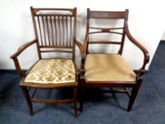 Two carver armchairs