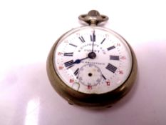 A W Rosskopf and Co Garanti anti-magnatique pocket watch with enameled dial.