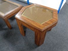 A reproduction coffee table together with two lamp tables.