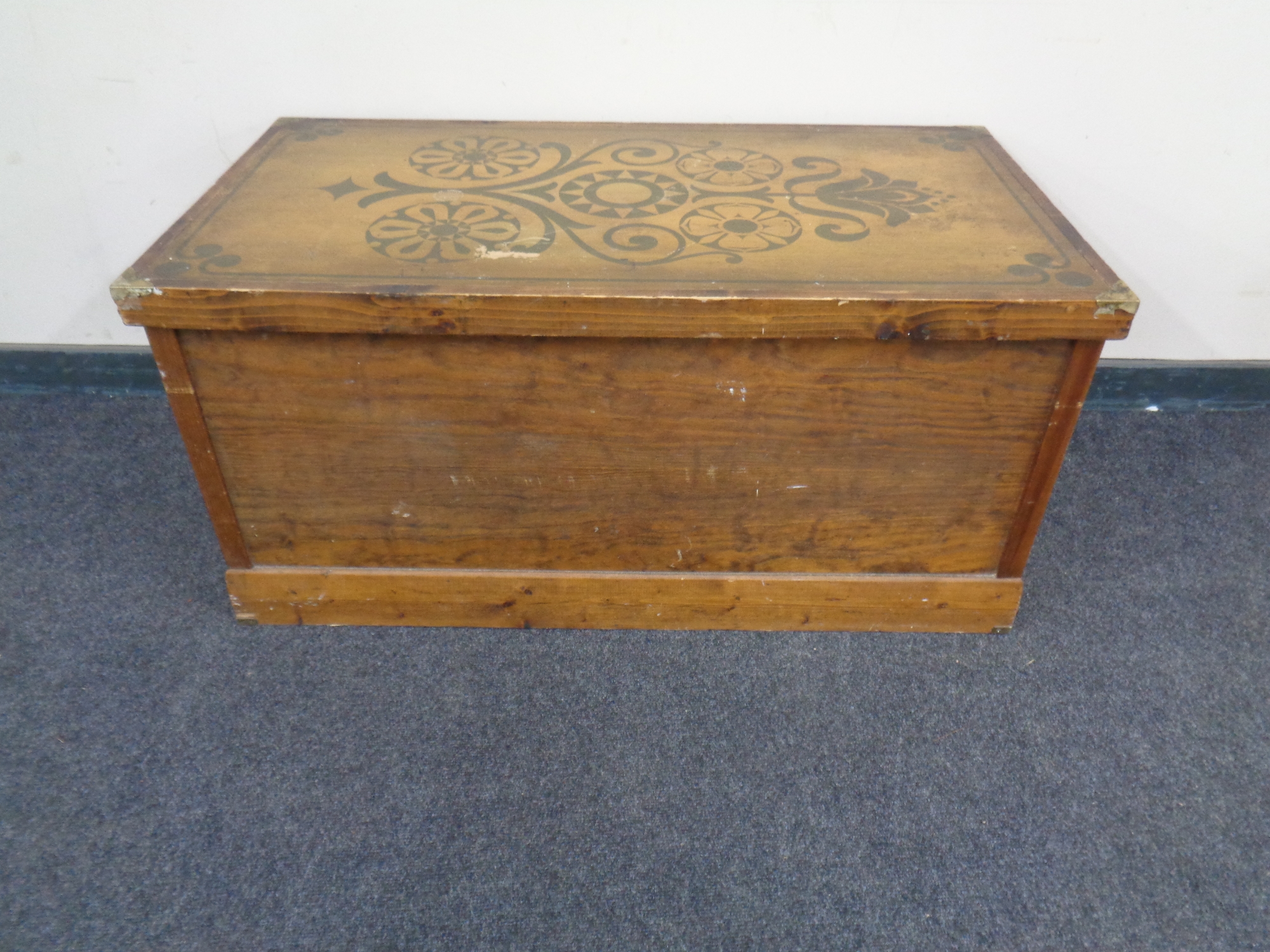 An antique pine trunk.