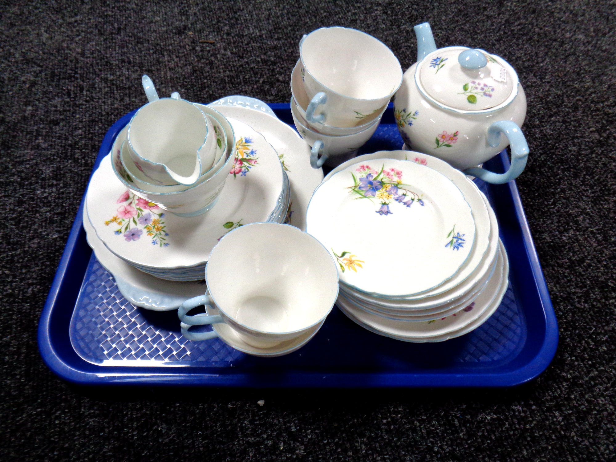 A tray of Wild Flowers Shelley tea china.